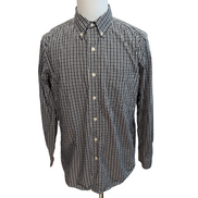 Chemise Chaps M noir blanc petits carreaux 100% coton manches longues