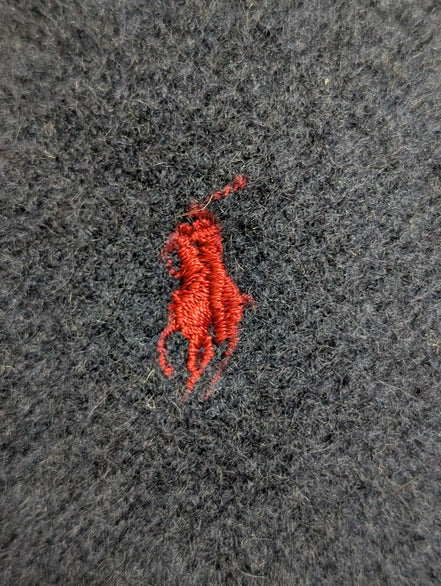 Écharpe Polo Ralph Lauren Bleu Marine 100% Laine Logo Poney Rouge