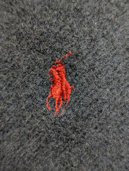 Écharpe Polo Ralph Lauren Bleu Marine 100% Laine Logo Poney Rouge