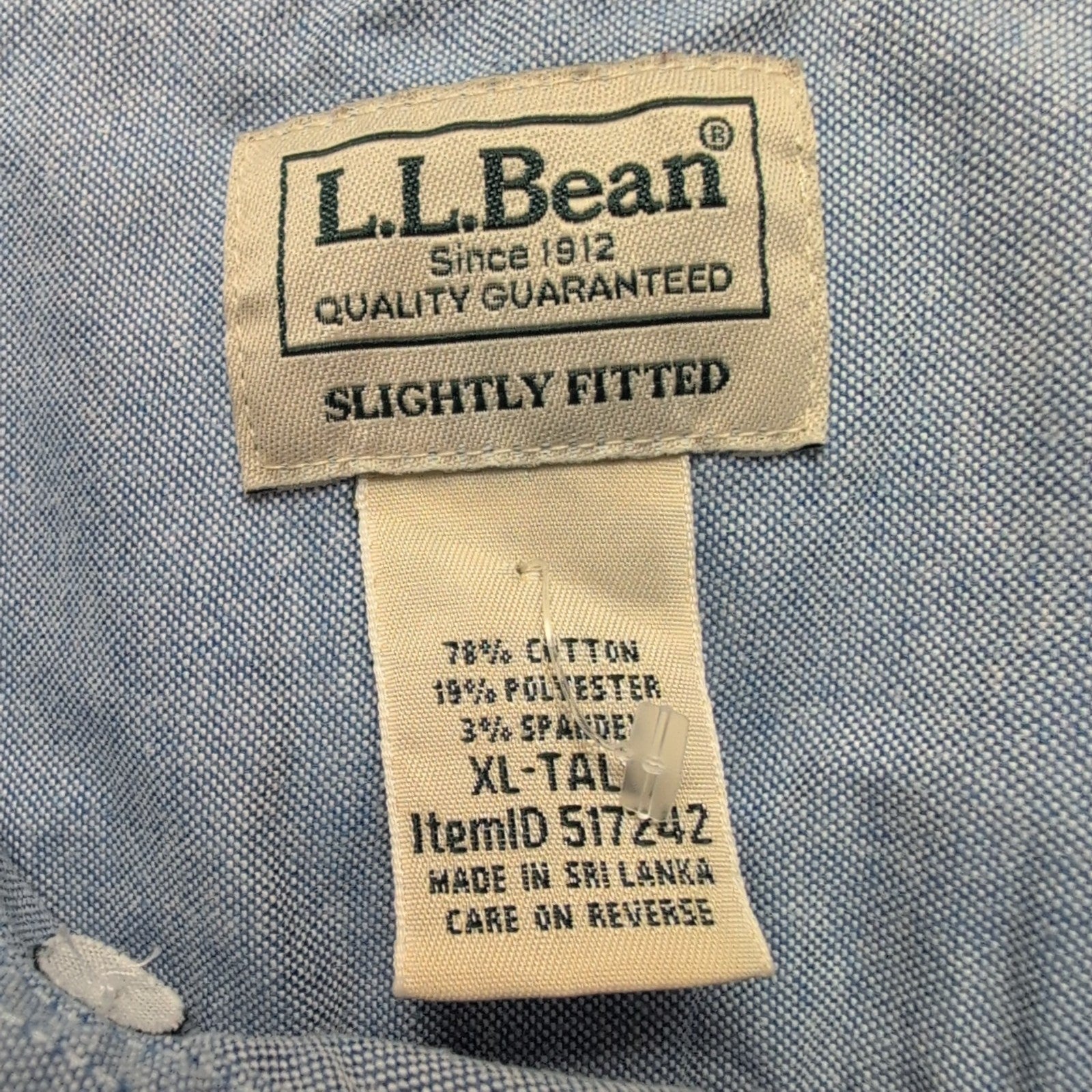 Chemise L.L. BEAN Homme XL Tall Bleu Clair Manches Courtes Poche