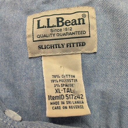 Chemise L.L. BEAN Homme XL Tall Bleu Clair Manches Courtes Poche
