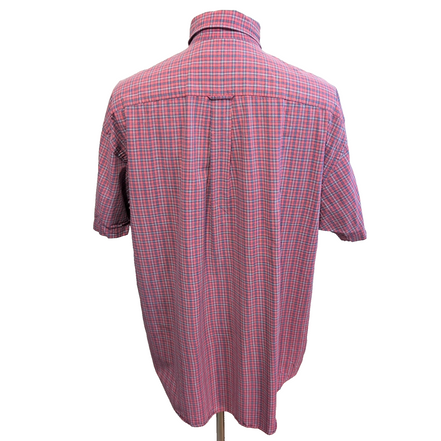 Chemise Nautica vintage manches courtes petits carreaux rose et bleu poche XL