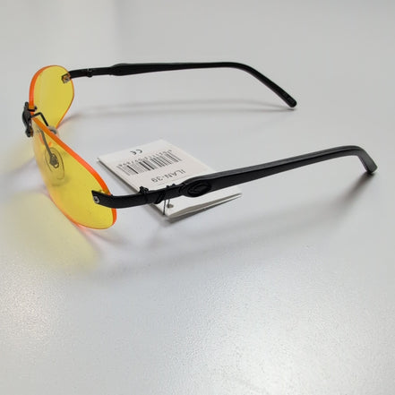 Lunettes de soleil Y2K Ovales Sans Monture Verres Jaunes Branches Noir Mat
