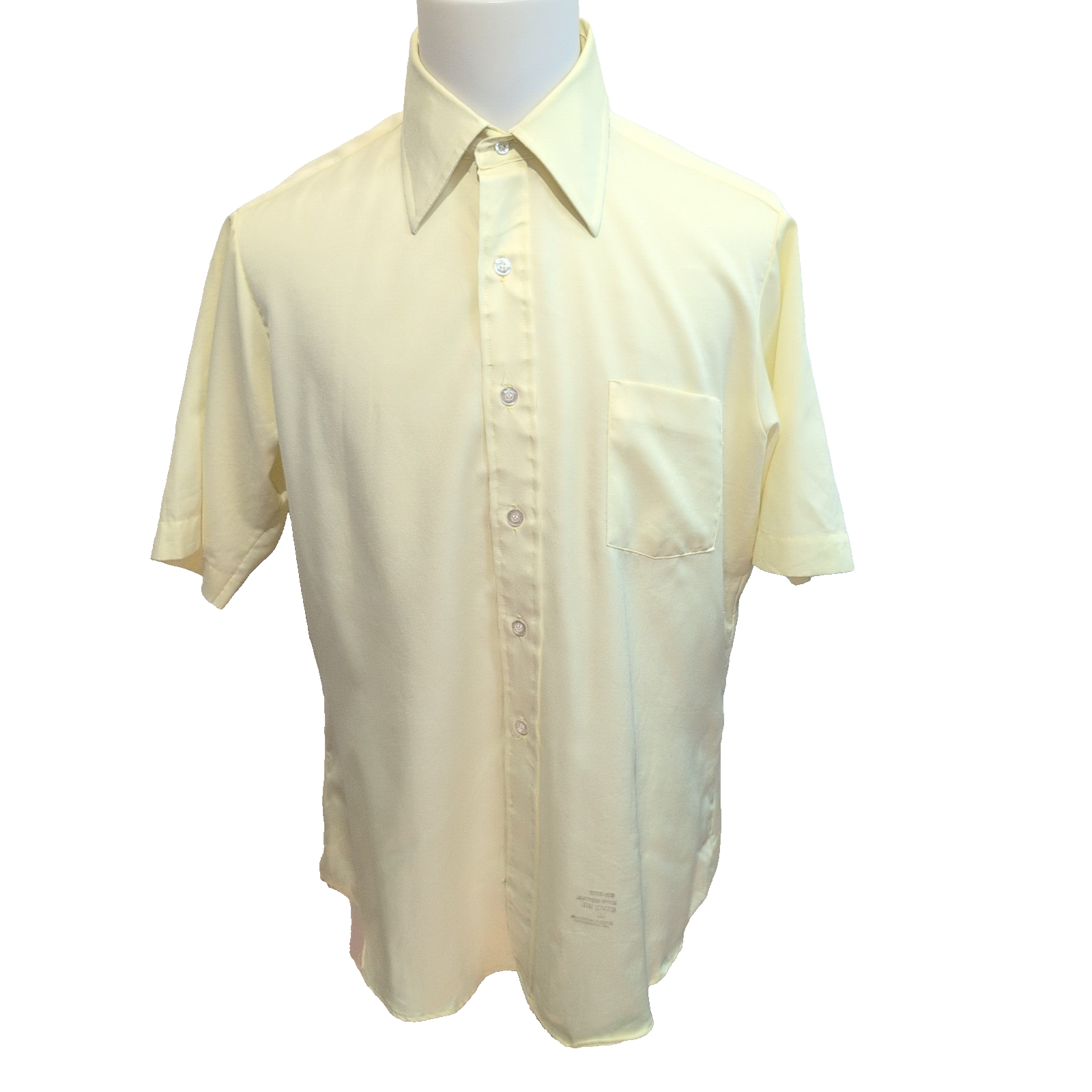 Chemise vintage Frank Bros L jaune pâle col pointe années 70 rare manches courte