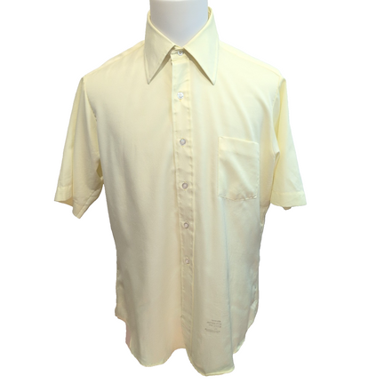 Chemise vintage Frank Bros L jaune pâle col pointe années 70 rare manches courte