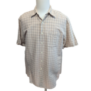 Chemise L.L. Bean Lin Coton Crème Carreaux Manches Courtes Taille M