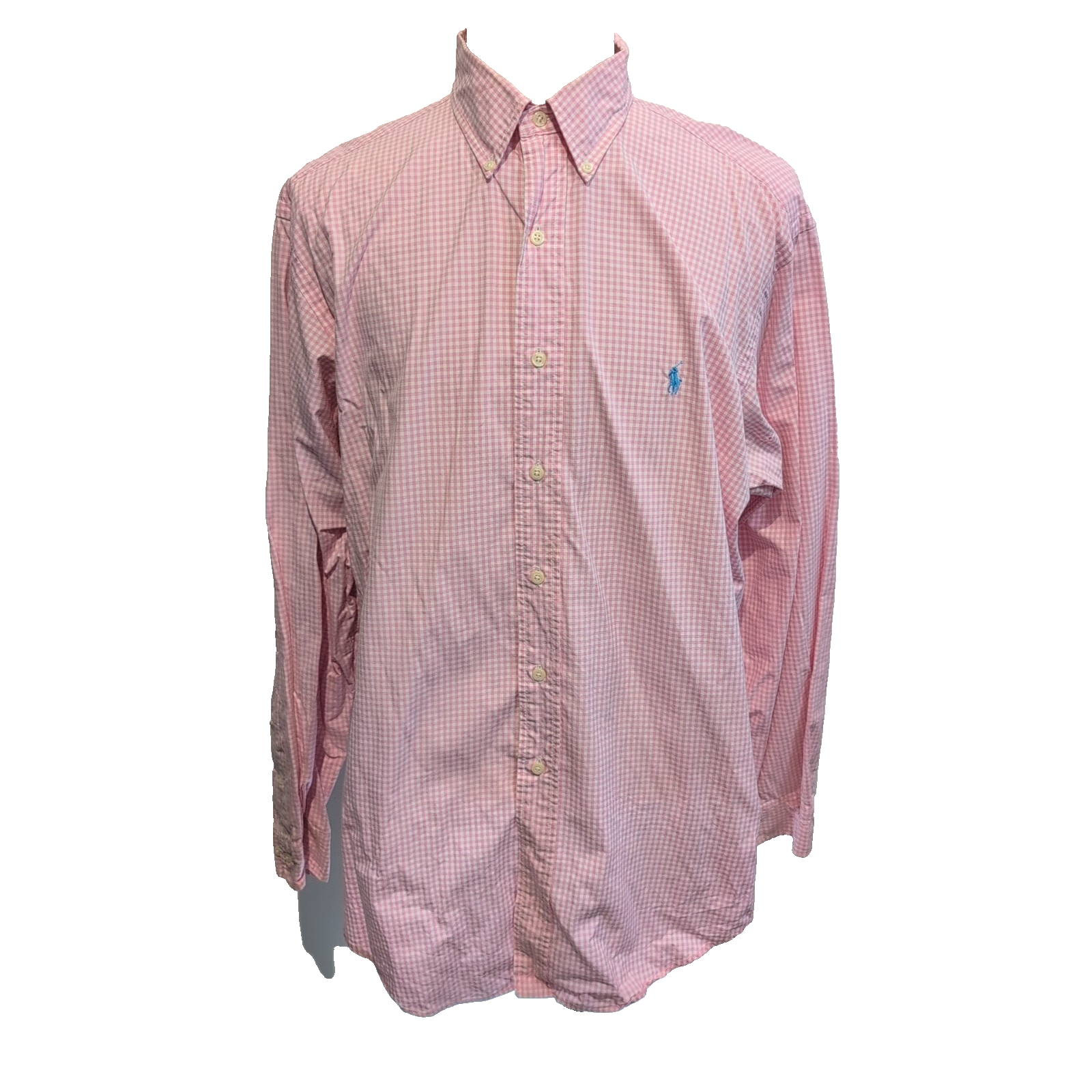 Chemise Polo Ralph Lauren Shirt XL XXL Classic Fit Carreaux Rose Button Down Cot