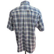Chemise Tommy Hilfiger Manches Courtes Bleue à Carreaux Coton Logo Brodé T.L