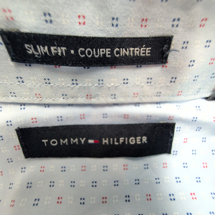 Chemise Tommy Hilfiger Slim Fit Bleu Ciel motif Micro Points 1 Poche - T.M
