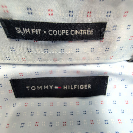 Chemise Tommy Hilfiger Slim Fit Bleu Ciel motif Micro Points 1 Poche - T.M