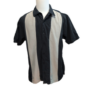 Chemise Hawaïenne Alfani XL 100% Soie Noir Gris Style Cuba Panama