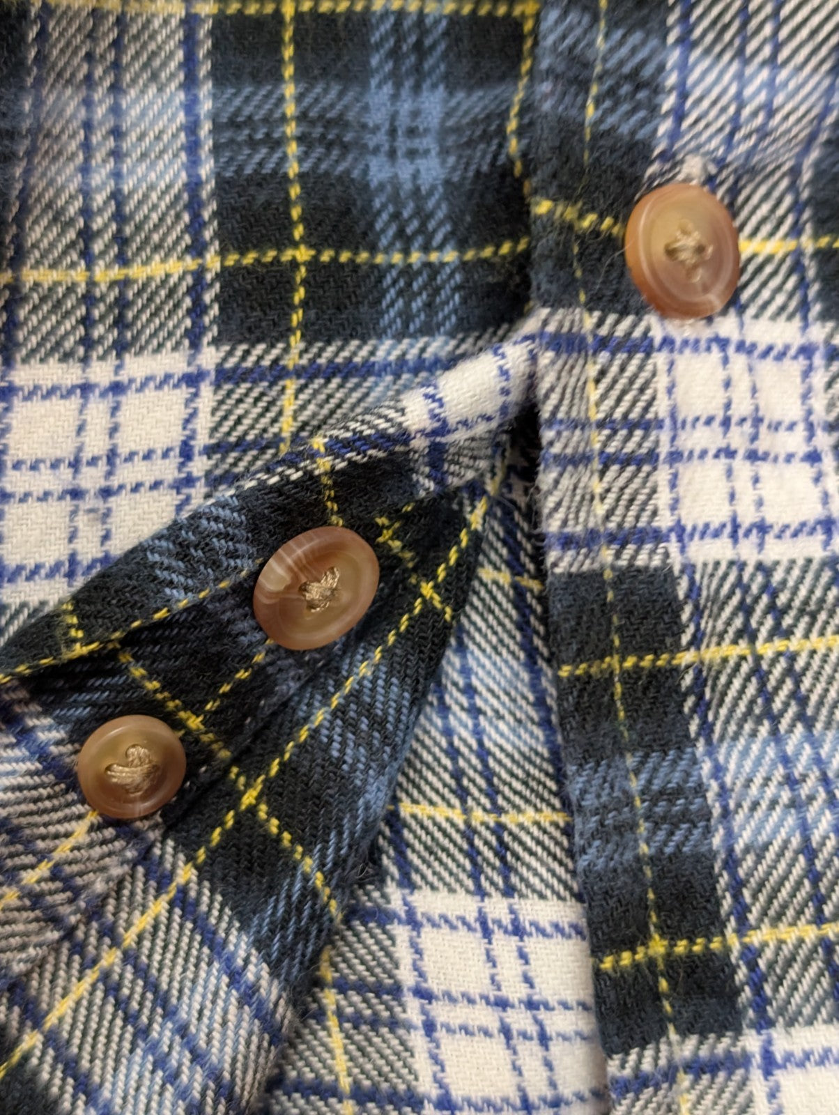 🐻 CHEMISE FLANELLE CHAPS L (G) CARREAUX BLEU JAUNE LOGO BRODÉ