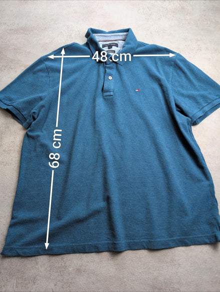 Polo Tommy Hilfiger bleu pétrole taille XL #280poltom