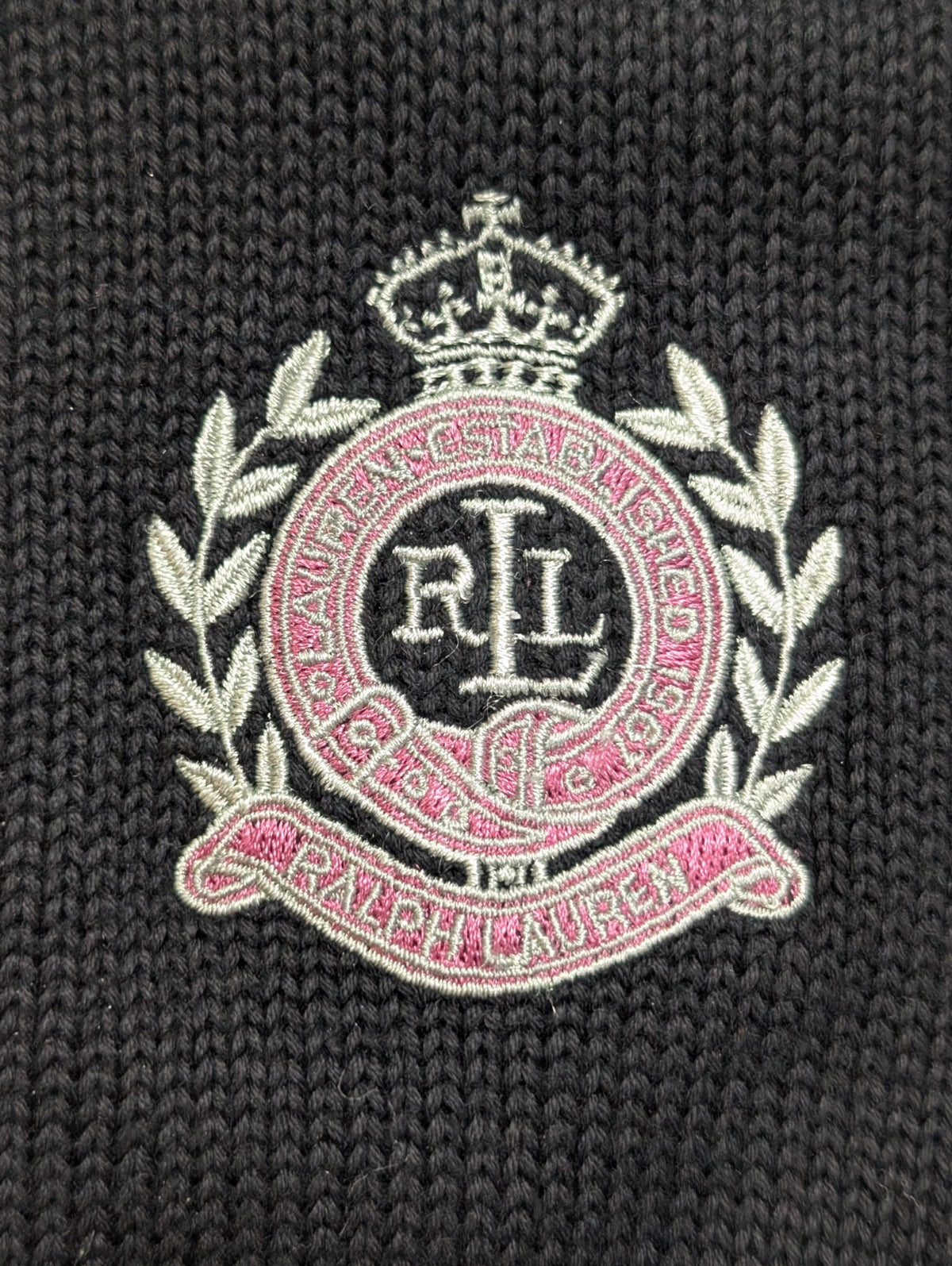 Cardigan Lauren Ralph Lauren femme L noir coton zippé écusson brodé 