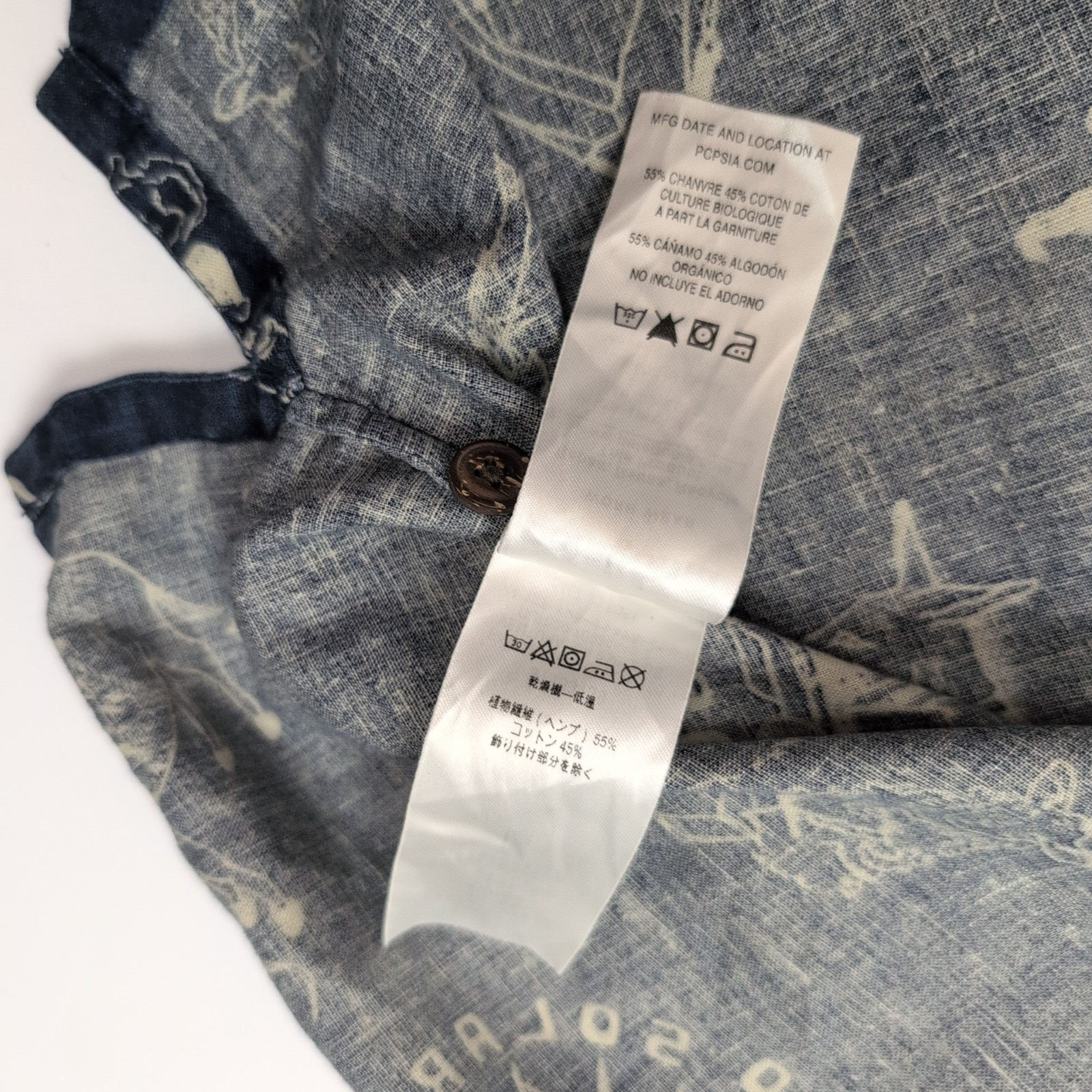 Chemise Patagonia XL Bleu Marine Motif Western Manches Courtes Chanvre Coton