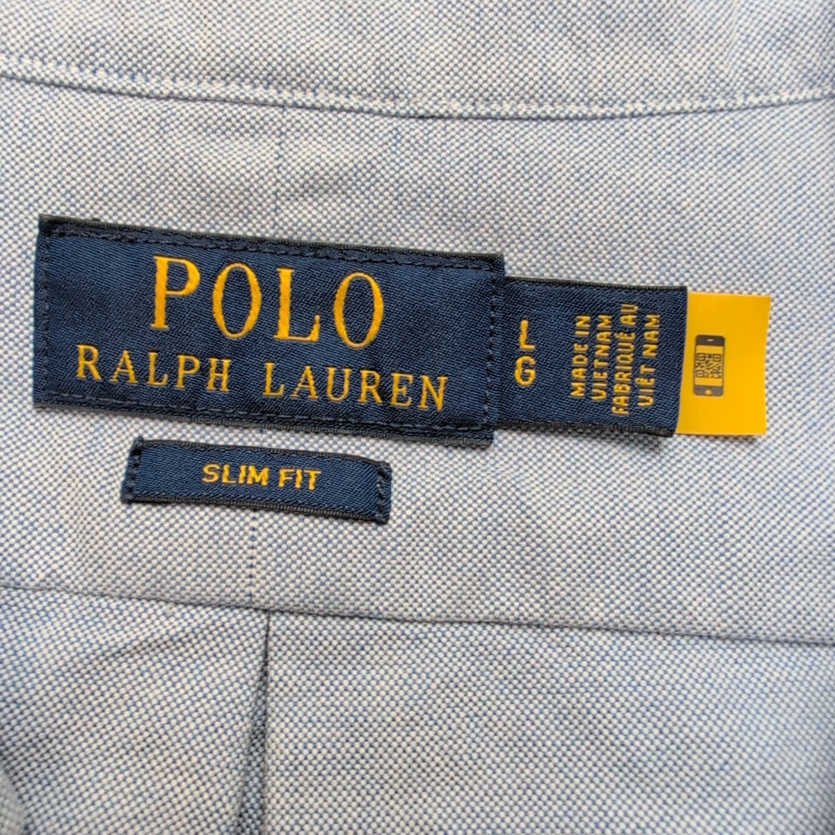Chemise Polo Ralph Lauren L Bleue Unie Logo Marron Manches Courtes QR Code