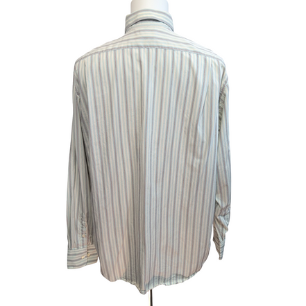 Chemise Lacoste XXL Blanc Cassé Rayures Bordeaux Bleu Poche manches longues