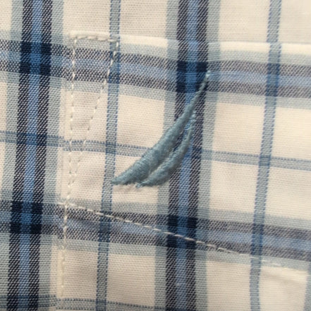 Chemise Nautica XL Bleu Carreaux 100% Coton Manches Courtes Logo Brodé