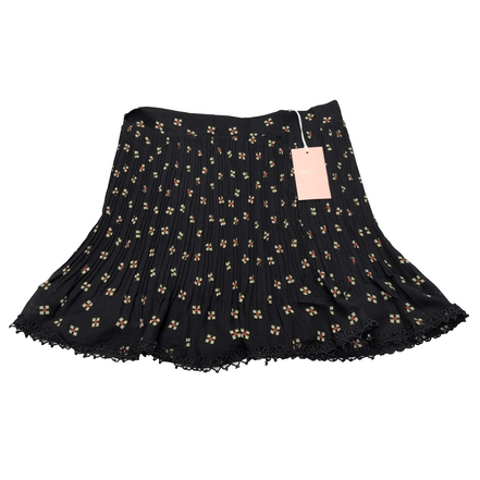 Mini Jupe Femme Grace & Mila Lucas Taille M Noire Plissée Dentelle Neuve