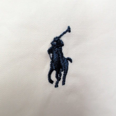 Chemise Polo Ralph Lauren Taille M Custom Fit Blanche Coton Logo Bleu Marine