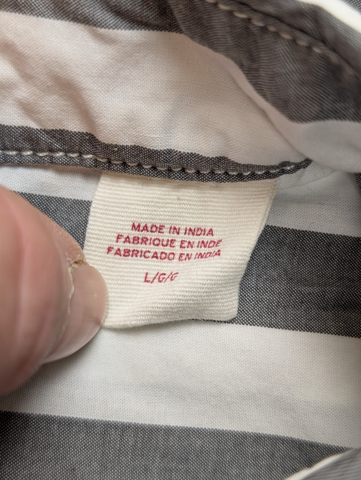 Chemise Levi's à Rayures Grises et Blanches Manches Longues Taille L