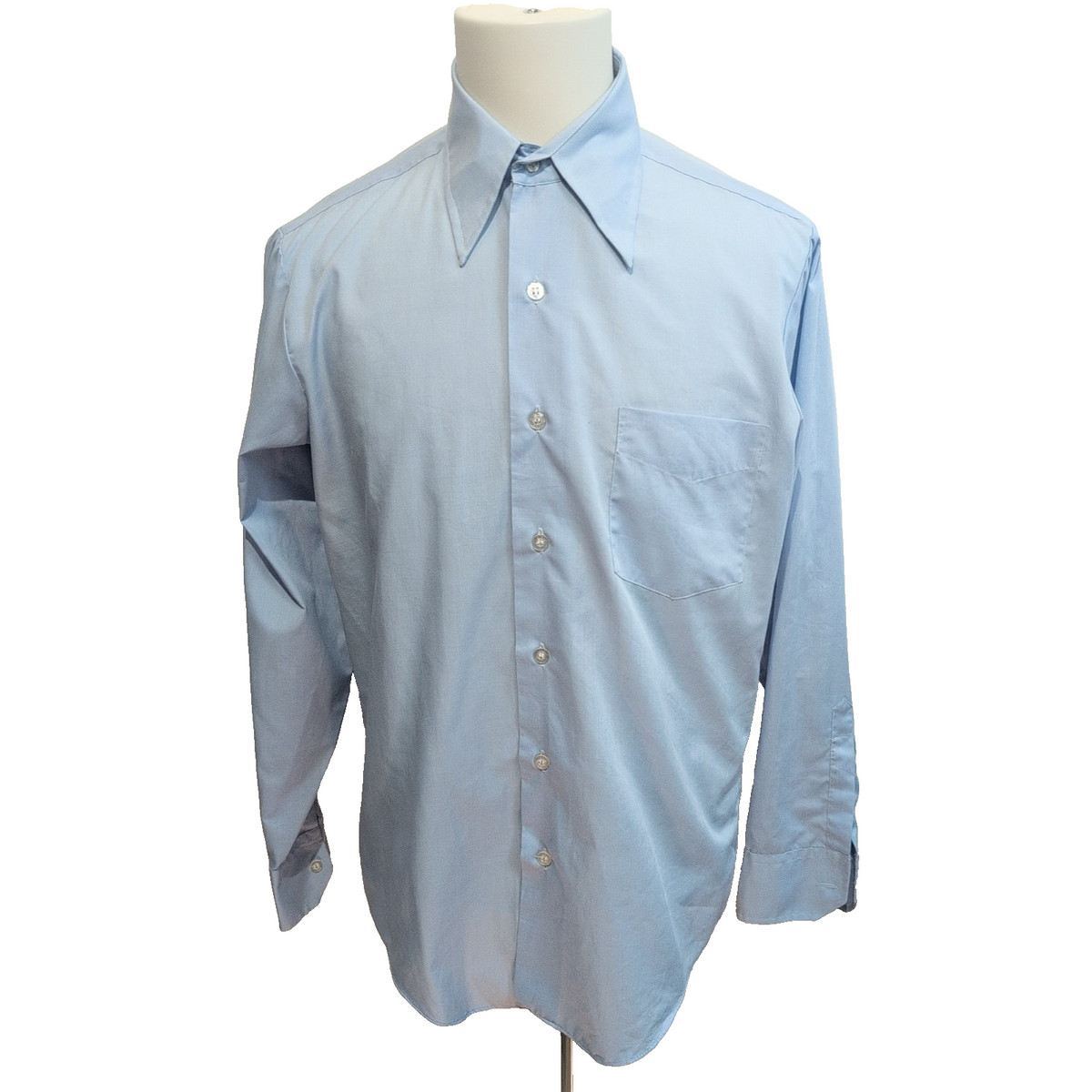 Chemise David Harrison M/L Bleu Ciel Permanent Press Col Pointe Vintage