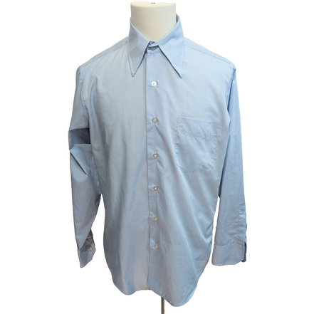 Chemise David Harrison M/L Bleu Ciel Permanent Press Col Pointe Vintage