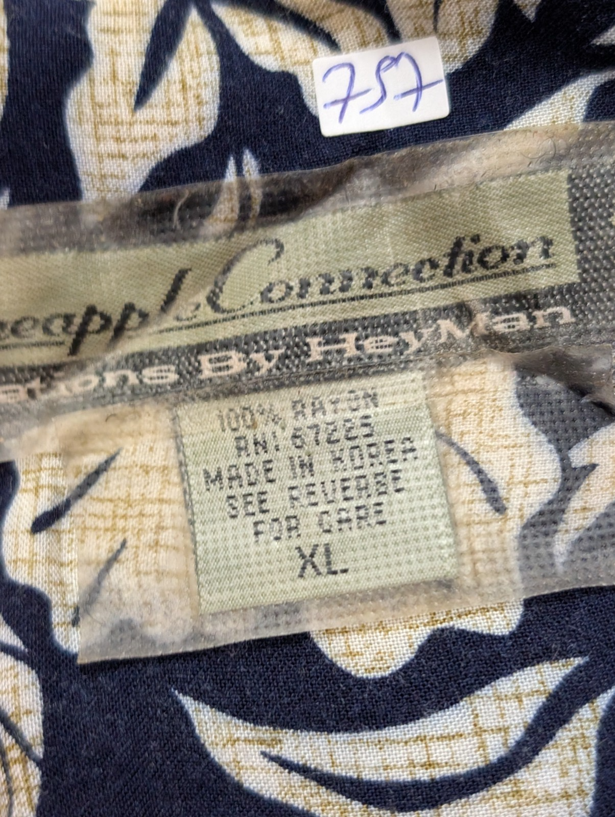 Chemise Hawaïenne Pineapple Connection 100% Rayonne - Marine & Blanc - XL