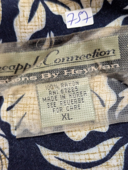 Chemise Hawaïenne Pineapple Connection 100% Rayonne - Marine & Blanc - XL