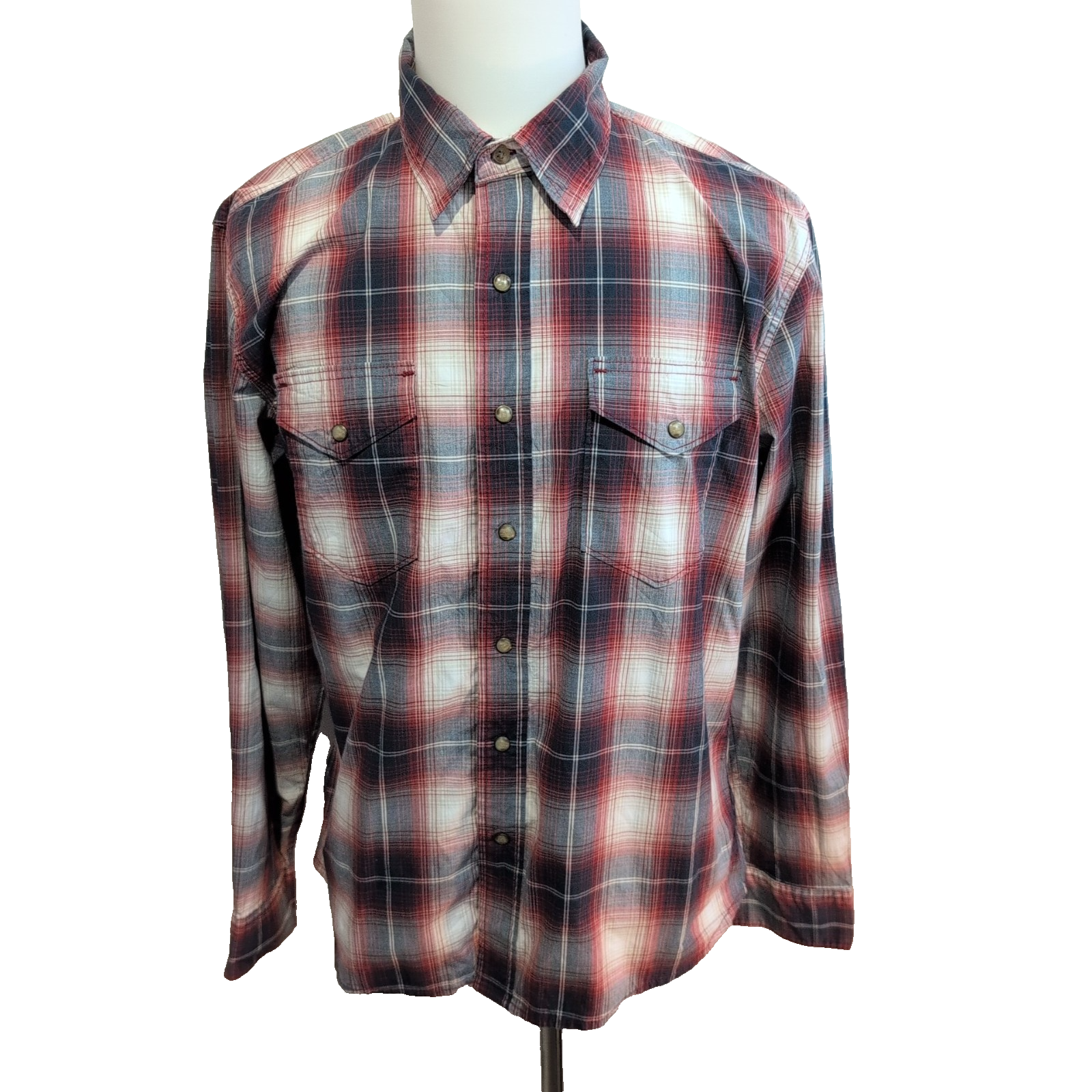 Chemise Wrangler Comfort Flex Stretch à Carreaux Bleu Blanc Rouge Taille M