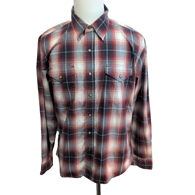 Chemise Wrangler Comfort Flex Stretch à Carreaux Bleu Blanc Rouge Taille M