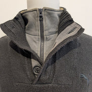 Pull Puma vintage noir double col zippé et boutonné Homme taille M