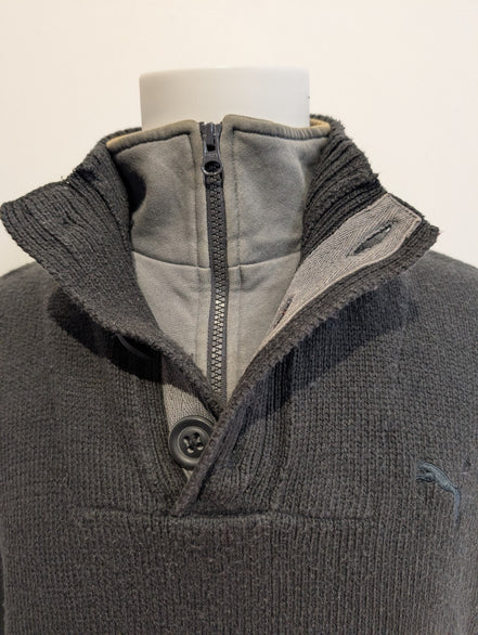 Pull Puma vintage noir double col zippé et boutonné Homme taille M
