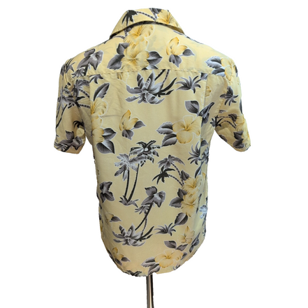 Chemise Hawaïenne Roundy Bay S Jaune Boutons Bois Casino Spa Palme