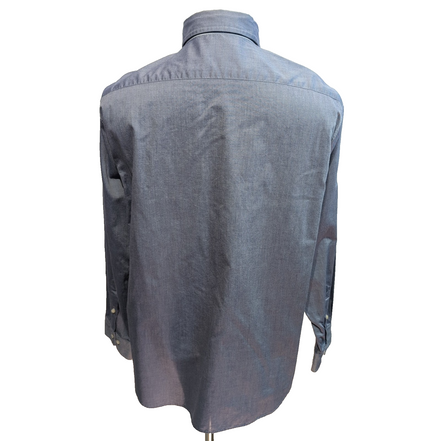 Chemise BURBERRY XL Bleu Uni 100% Coton Logo Brodé Manches Longues