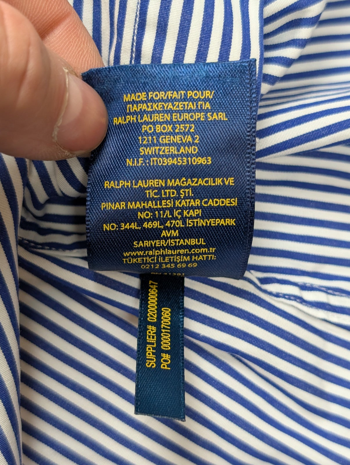 Chemise Polo Ralph Lauren bleue à rayures enfant Taille 12 L custom Fit
