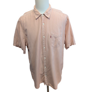 Chemise LEVI'S Homme XXL Saumon Mélange Coton et Lin Manches Courtes Poche