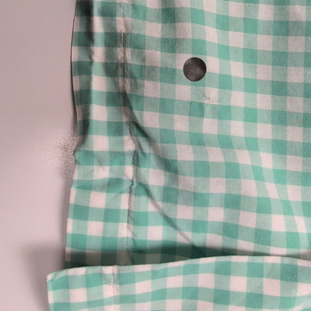 Chemise Ralph Lauren XL Verte Carreaux Logo Rose Manches Courtes Fendues