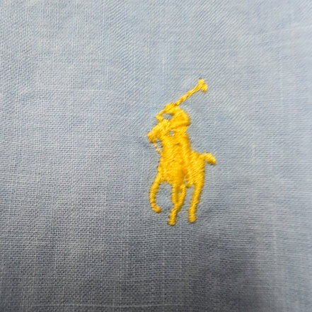 Chemise Ralph Lauren 2X Big XXL XXXL Lin Coton Bleue Logo Jaune Manches Courtes