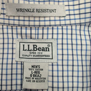 Chemise LL Bean bleu carreaux manches longues Wrinkle Resistant 1 poche L (2XL)