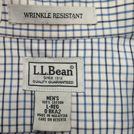 Chemise LL Bean bleu carreaux manches longues Wrinkle Resistant 1 poche L (2XL)