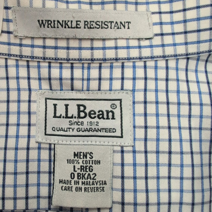 Chemise LL Bean bleu carreaux manches longues Wrinkle Resistant 1 poche L (2XL)