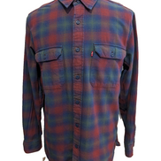 🔥Chemise LEVI'S Relaxed Flanelle Très Épaisse Bordeaux Bleu & Vert Taille M