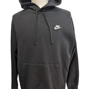 Sweat à Capuche Nike Noir - Logo Brodé Blanc - Coton Épais Premium - Taille L