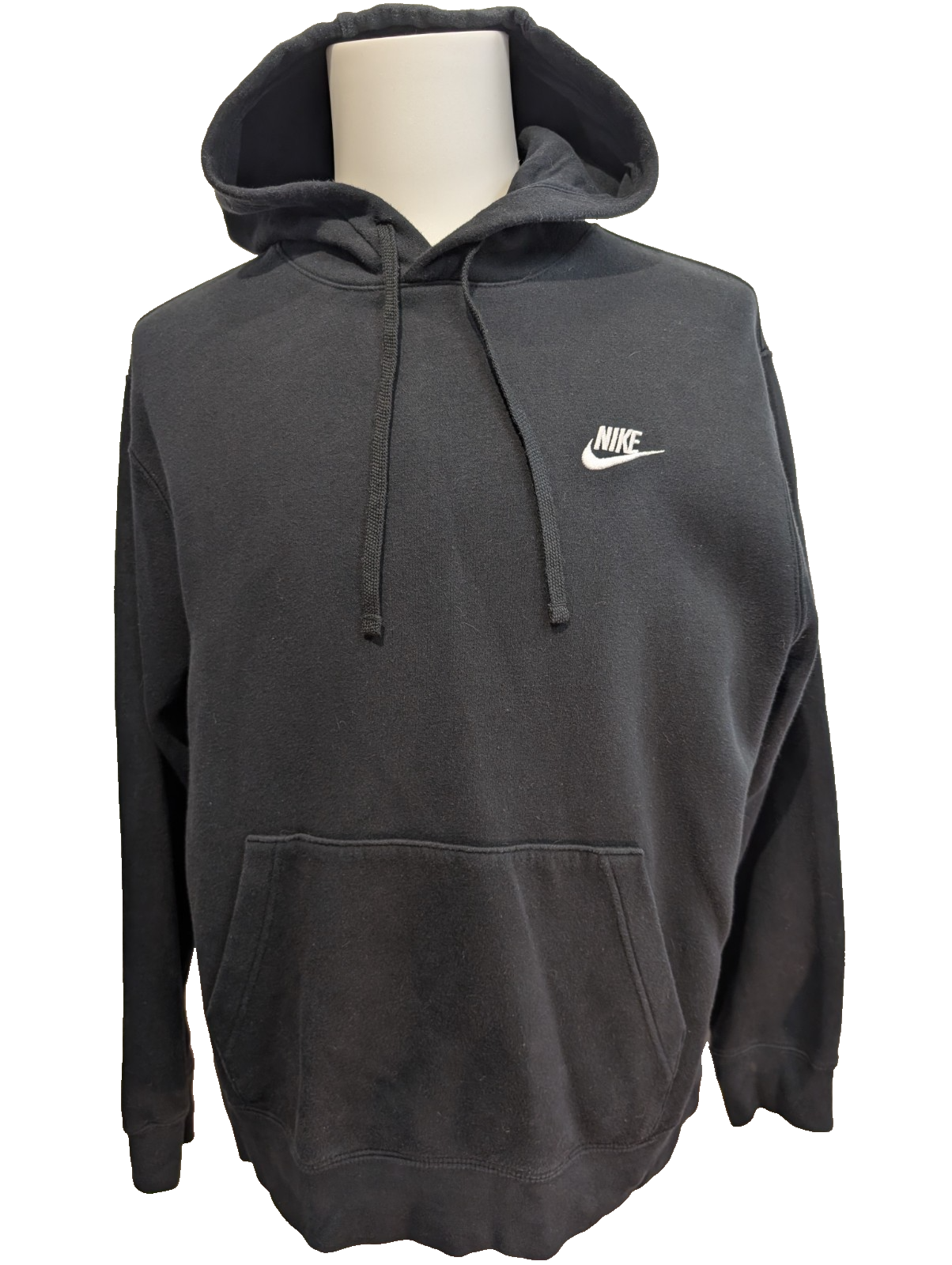 Sweat à Capuche Nike Noir - Logo Brodé Blanc - Coton Épais Premium - Taille L
