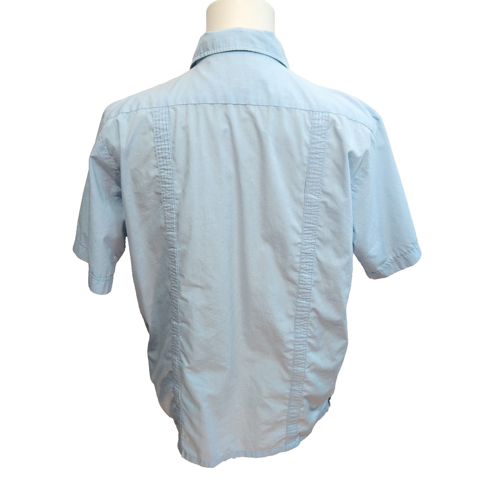 Chemise Ligers Guayabera Taille S Bleu Satiné Brodée Made in Israel