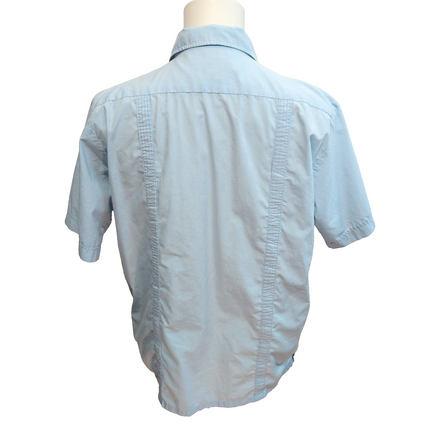 Chemise Ligers Guayabera Taille S Bleu Satiné Brodée Made in Israel