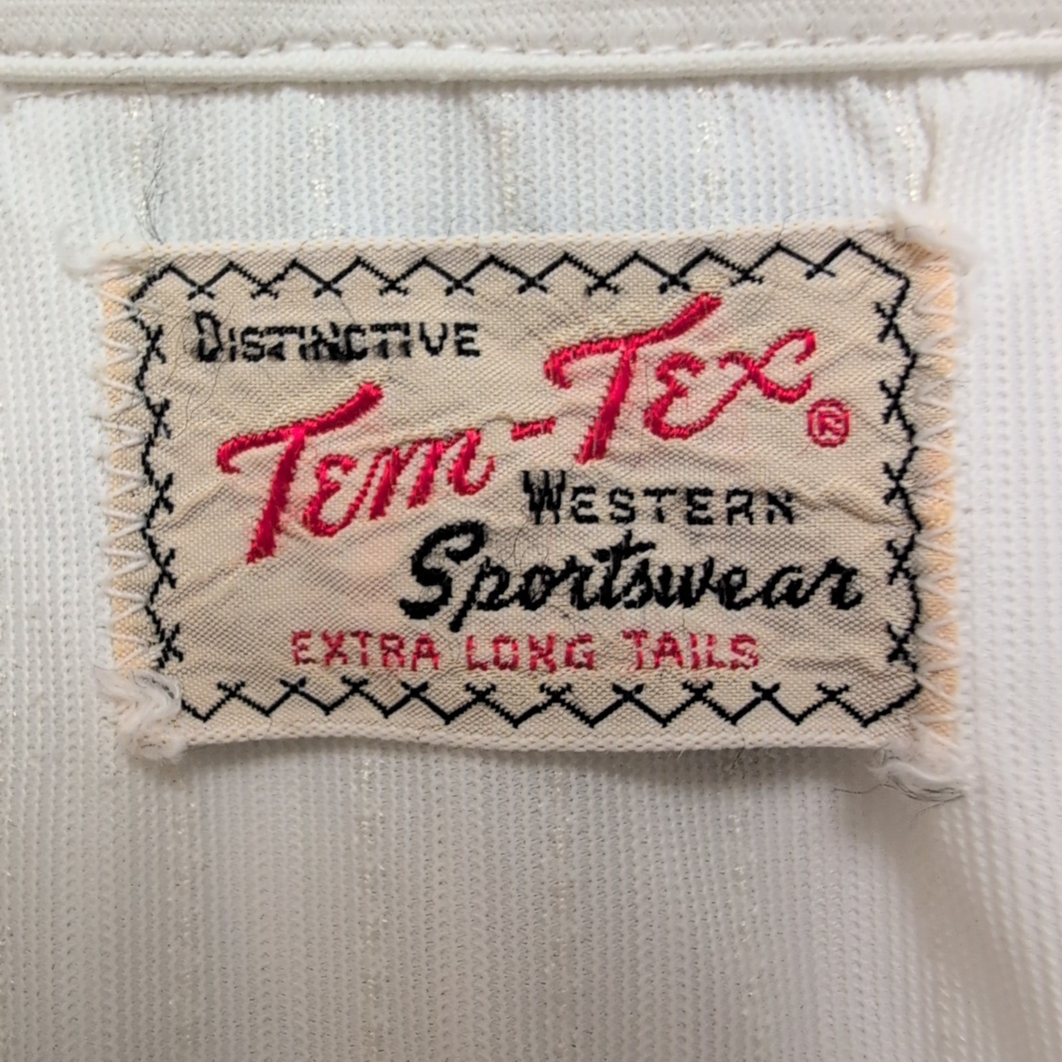 Chemise Tem-Tex Western M Blanche Rayures Boutons Pression 2 Poches Vintage