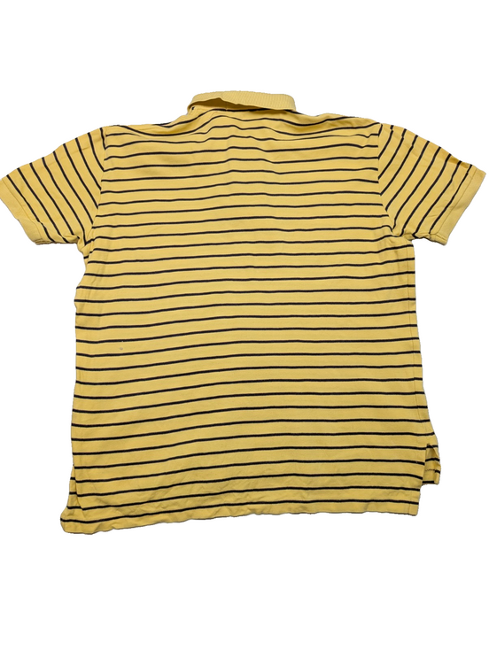Polo manches courtes Polo Ralph Lauren M jaune rayures marine logo rouge coton