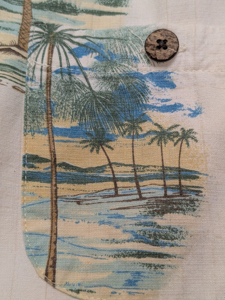 Chemise Hawaïenne Joe Marlin Coton & Rayon Blanc Cassé - Taille L